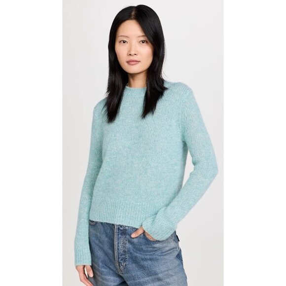 VINCE Blue Alpaca Knit Sweater Crewneck Soft Warm Pullover Preppy Fuzzy - Med - Picture 1 of 10